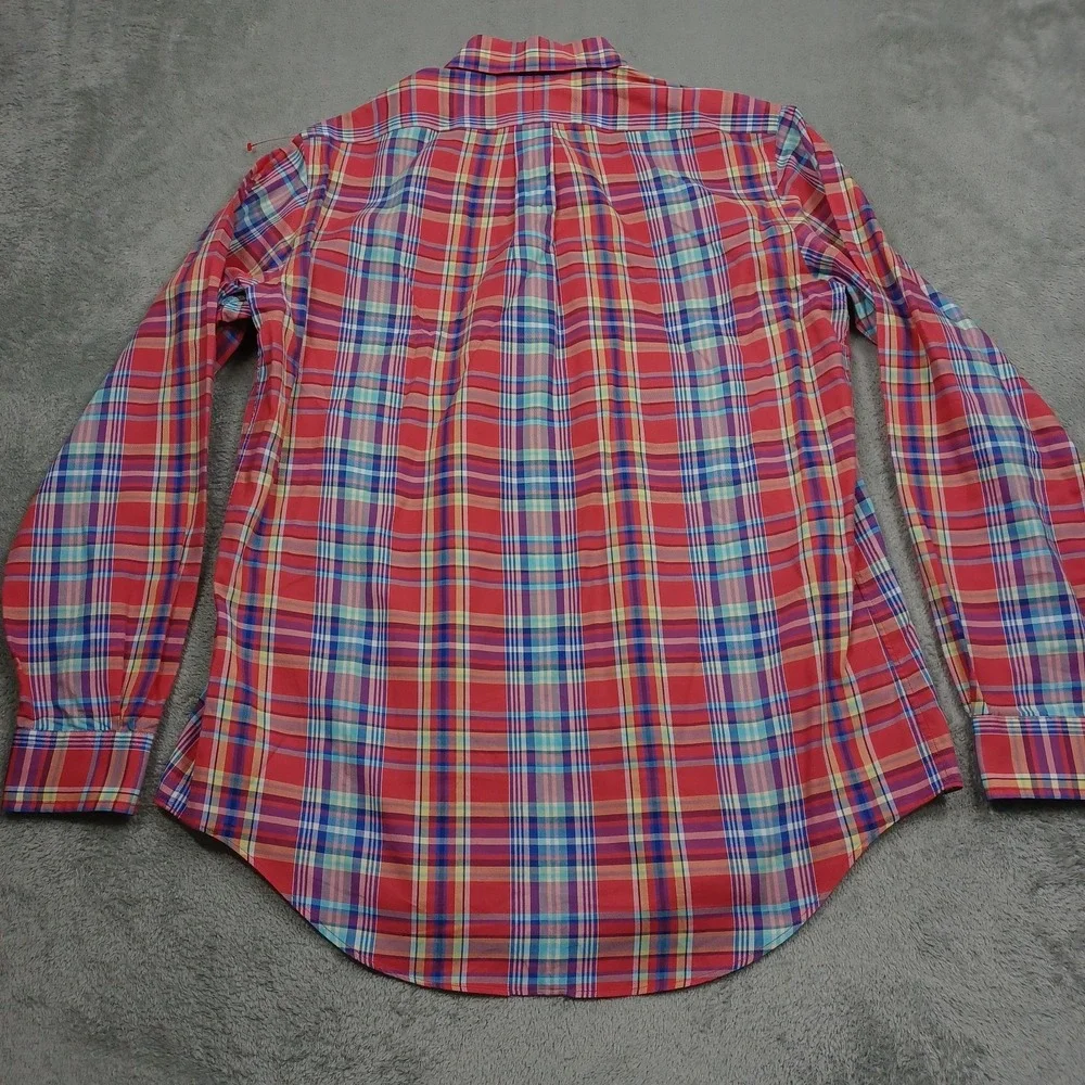 Ralph Lauren Shirt Mens Small Red Plaid Long Sleeve Button Down Preppy A4